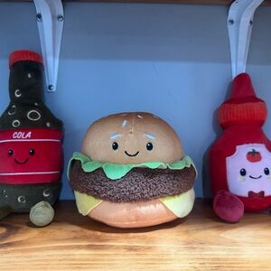 Burger, Ketchup, and Cola Plush Toy Set